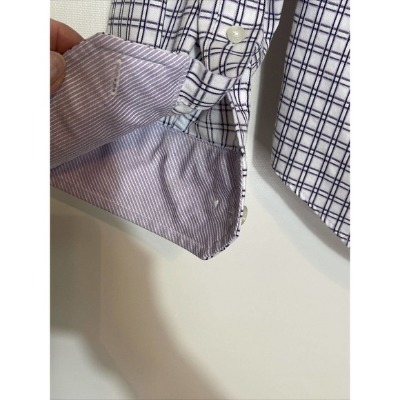EGARA Men’s XL Shirt Purple Plaid Long Sleeves - Picture 4 of 4
